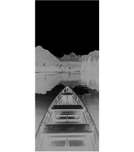 Lichtausschnitt Boot Gelasert Auf Grauglas