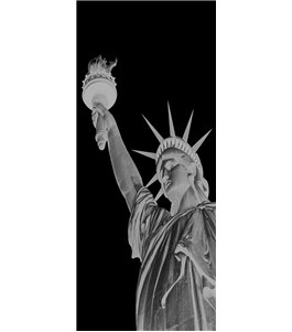 Lichtausschnitt Freiheitsstatue Gelasert Auf Grauglas