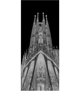 Lichtausschnitt Barcelona Gelasert Auf Grauglas