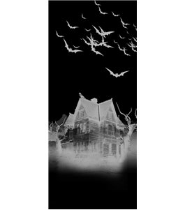 Lichtausschnitt Spukhaus Gelasert Auf Grauglas